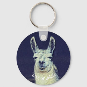 Llama Ansikte Animal Art Personlig Nyckelring
