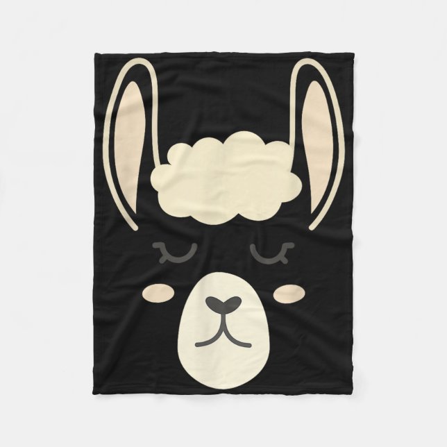 Llama Ansikte Funny Halloween Costume Alpacas Fleecefilt (Framsidan)