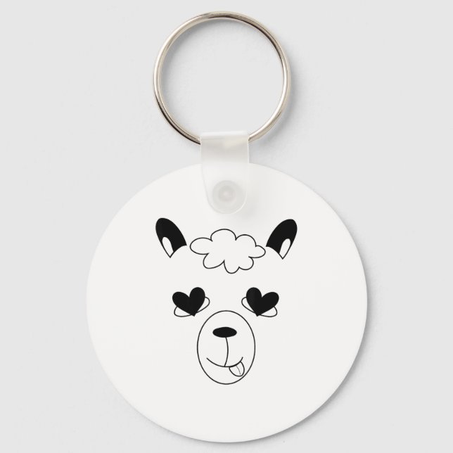 Llama Ansikte Halloween Costume Funny St. Valentin Nyckelring (Framsida)