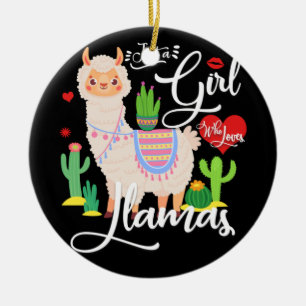 Llama är bara en flicka som Kärlek Llamas Cute Ros Julgransprydnad Keramik