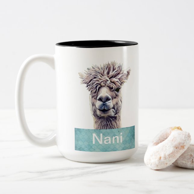 Llama Art Personlig namn Färg Två-Tonad Mugg (Med munk)