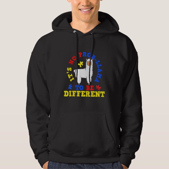 Llama Autism Awareness Awareness Autism Mamma Supp Hoodie (Framsida)
