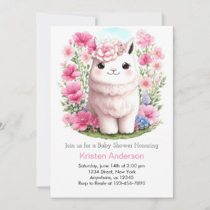 Llama Äventyr inväntar Rosa Baby Shower för flicko Inbjudningar