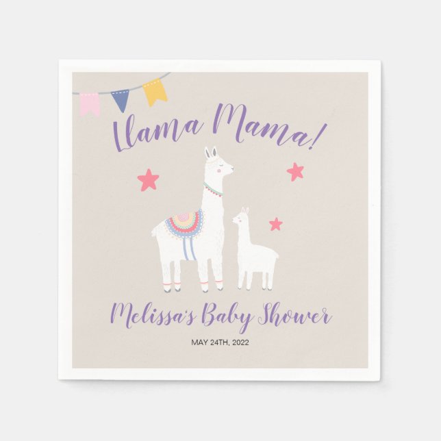 Llama Baby Llama Cute Baby Shower Pappersservett (Framsidan)