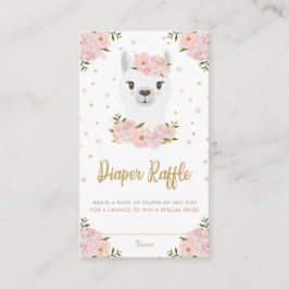 Llama Baby Shower Blush Rosa Blommig Blöja Lotteri Tilläggskort
