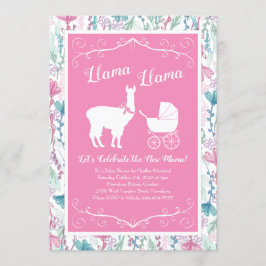 Llama Baby Shower Cute Rosa Girl Girl Inbjudningar