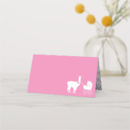 Llama Baby Shower Cute Rosa Girl Girl Placeringskort