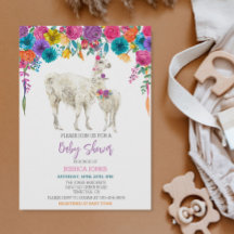 Llama Baby Shower Fiesta Bright Flower