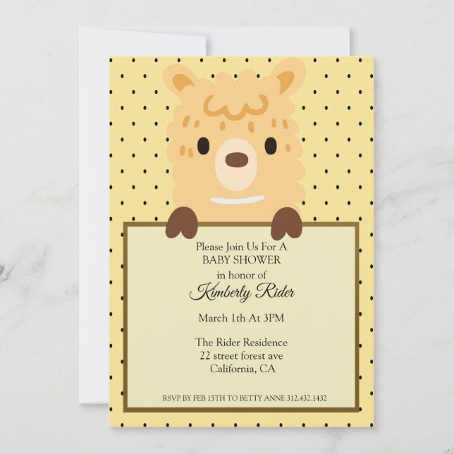 Llama Baby Shower-inbjudan Inbjudningar (Framsida)