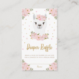 Llama Baby Shower  Rosa Blommigt Diaper Raffle Tilläggskort