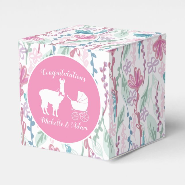 Llama Baby Shower Rosa Girl Girl Presentaskar (Framsidan Sidan)