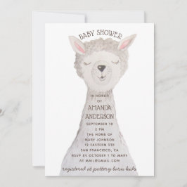 Llama Baby Shower | Sweet Watercolor Alpaca Animal Inbjudningar