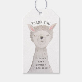Llama Babyfirande Tack | Akvarell Alpaca Presentetikett