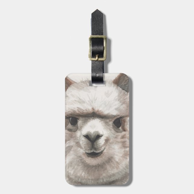 Llama Bag-ID för att le Alpaca Luggage Bagagebricka (Vertikal Framsida)
