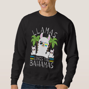 Llama Bahamas Souvenir Travel Vacation Bahamian Fl Lång Ärmad Tröja