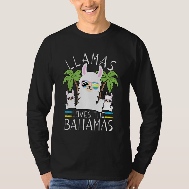 Llama Bahamas Souvenir Travel Vacation Bahamian Fl T Shirt (Framsida)