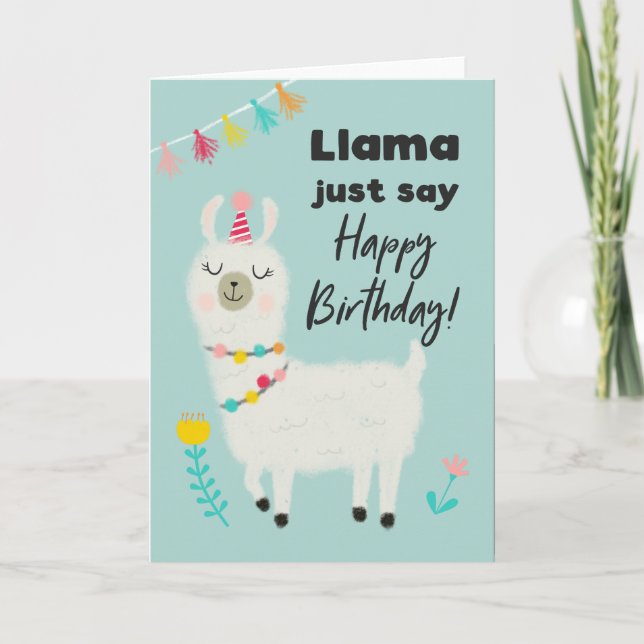Llama bara säg Grattis på födelsedagen Kort (Framsida)