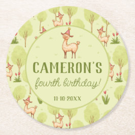 Llama-barnens födelsedag utomhus underlägg papper rund