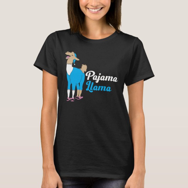 Llama Bed Time (slynt Cute Pajama) T Shirt (Framsida)