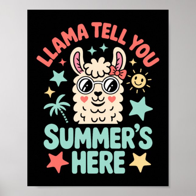 Llama Berätta Somrar Här Puns Söt Lärare Elev Poster (Framsidan)