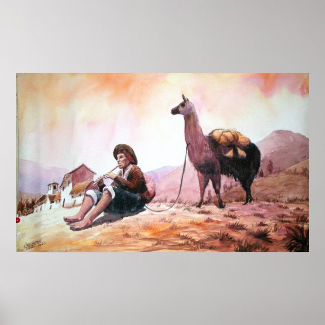 Llama Bild Cuzco Peru Poster (Framsidan)