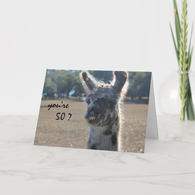 Llama Birthday, 50:e, Över Backe Kort (Framsida)