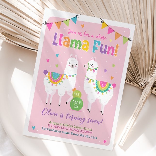 Llama Birthday bjudande, Llama Fiesta Inbjudan (Llama Birthday Invitation)