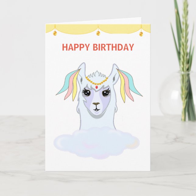 Llama Birthday Card Kort (Framsida)