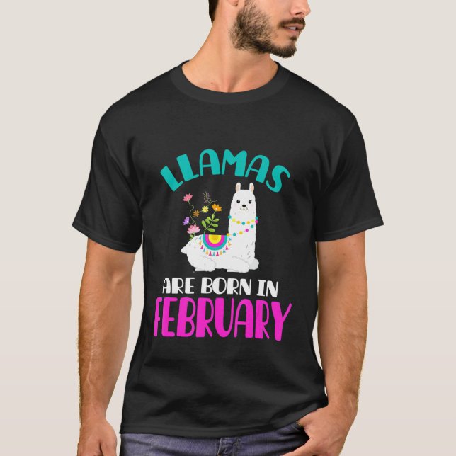 Llama Birthday februari Birthday T Shirt (Framsida)