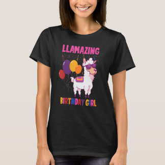 Llama Birthday Girl Alpaca Bday Party Balloons Ani T Shirt