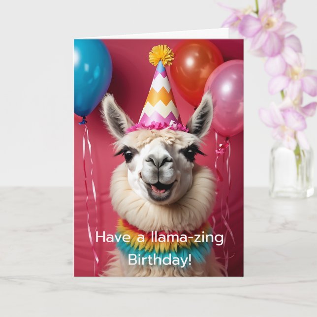 Llama Birthday Ha en lamaiserande födelsedag! Kort (Orkide)