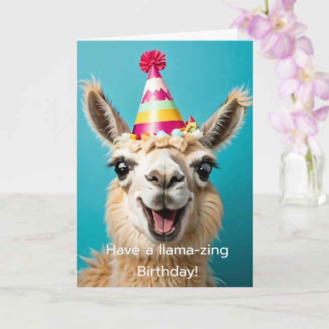Llama Birthday Ha en lamaiserande födelsedag! Kort (Orkide)