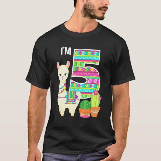 Llama Birthday I 5 Farm Llama Theme 5:e födelsedag T Shirt (Framsida)