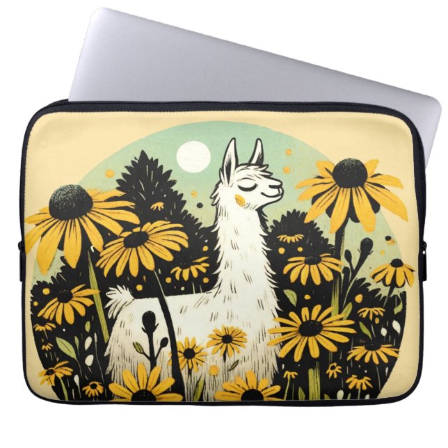 Llama Black Eyed Susans Laptop Fodral (Framsidan)