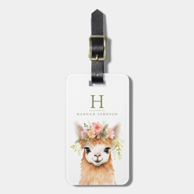 Llama Blommor Bagagebrickor (Vertikal Framsida)