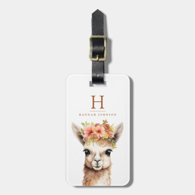 Llama Blommor Bagagebrickor (Vertikal Framsida)