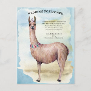 Llama Blue Bröllop uppskjuten datumändring Vykort