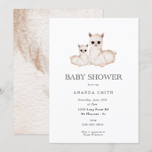 Llama Boho Mamma och Baby Safari Baby Shower Inbjudningar