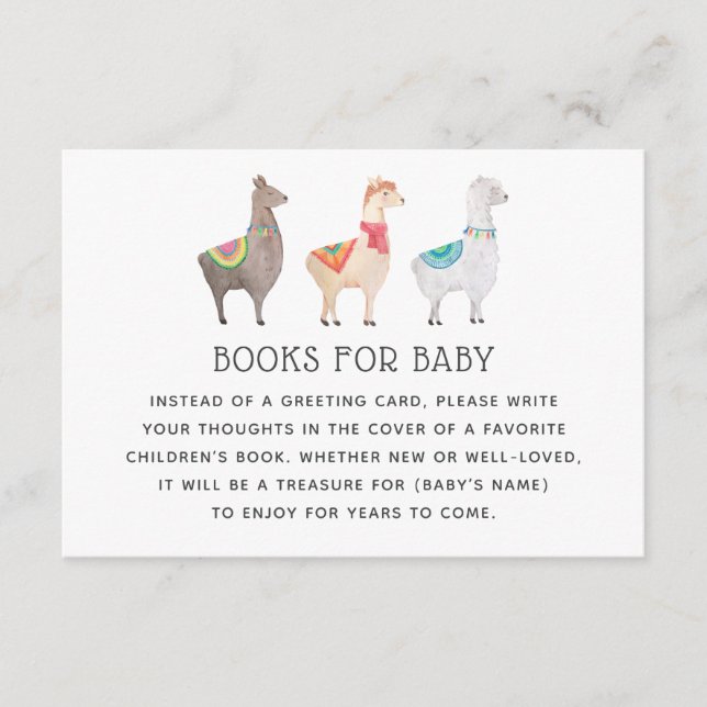 Llama Books for Baby | Baby Shower Library Request Tilläggskort (Framsida)