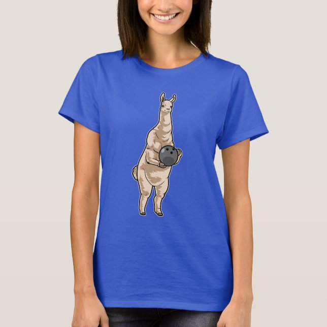 Llama Bowling Bowling ball T Shirt (Framsida)