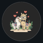 Llama Bride and Groom Bröllop Art Matching par Runt Klistermärke<br><div class="desc">Llama Bride and Groom Bröllop Art Matching par Loving</div>