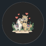 Llama Bride and Groom Bröllop Art Matching par Runt Klistermärke<br><div class="desc">Llama Bride and Groom Bröllop Art Matching par Loving</div>