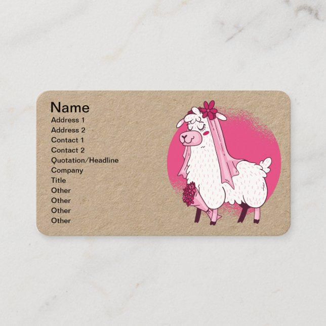 Llama Bride Visitkort (Framsida)