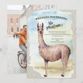 Llama Bröllop Photo Postponent Date Change (nyans Inbjudningar