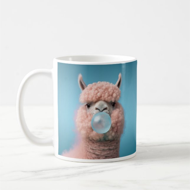 Llama Bubblegum Funny Kaffemugg (Vänster)