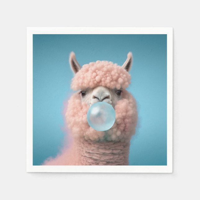 Llama Bubblegum Funny Pappersservett (Framsidan)