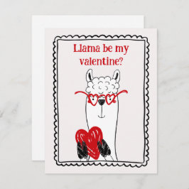Llama By My Valentine Funny Kids Valentine's Day Anteckningskort