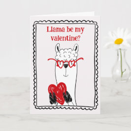Llama By My Valentine Funny Kids Valentine's Day Kort