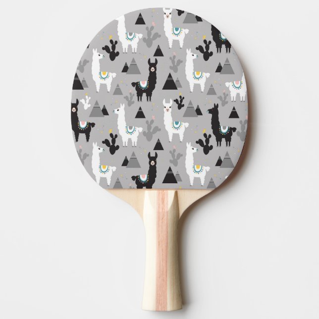 Llama cactus berg, sömlös mönster. pingisracket (Framsidan)