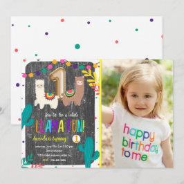 Llama Cactus Child 1st Birthday Investigation Inbjudningar